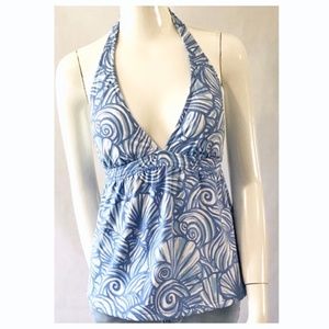 Vineyard Vines Nautilus Shell Halter Tankini Top